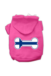Mirage Pet Products Bone Shaped Finland Flag Screen Print Pet Hoodies, XX-Large, Bright Pink