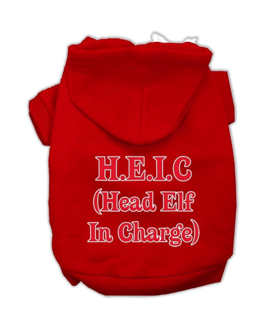 Mirage Pet Products Head Elf in Charge Screen Print Pet Hoodies, X-Small, Red