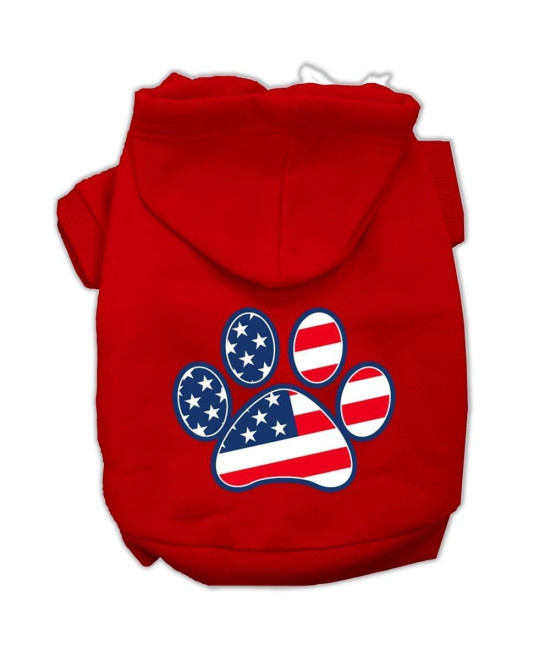 Mirage Pet Products Patriotic Paw Screen Print Pet Hoodies, X-Large, Red