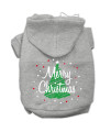 Mirage Pet Products Scribbled Merry Christmas Screenprint Pet Hoodies, X-Small, Grey