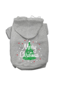 Mirage Pet Products Scribbled Merry Christmas Screenprint Pet Hoodies, X-Small, Grey