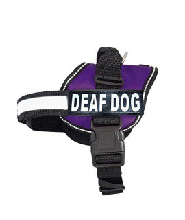 Deaf Dog Nylon Dog Vest Harness. Purchase Comes with 2 Reflective Removable Deaf Dog Patches. Please Measure Your Dog Before Ordering