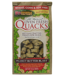 K9 granola Factory Peanut Butter Blast Quacks Dog Treats 10 Ounces Wheat corn and Soy-Free