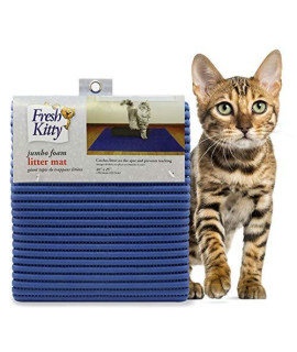 Fresh Kitty Durable XL Jumbo Foam Litter Mat  Phthalate and BPA Free, Water Resistant, Traps Litter from Box, Scatter Control, Easy Clean Mats  Blue (9032)