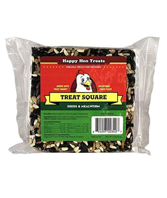 Happy Hen Treats 6 Oz. Square-Mealworm And Seed, 4.25 By 4.25 By 1.25