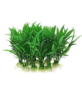 CNZ 10-Piece Green Plastic Aquarium Tank Plants Grass Decoration 4.5 Tall