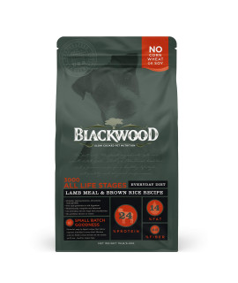 Blackwood Dog Food Made in USA Slow cooked Dry Dog Food Natural Dog Food For All Breeds and Sizes] Lamb Meal & Brown Rice Recipe Resealable Bag To Preserve Freshness