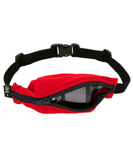 SPIbelt Kids Pocket Belt, Expandable Pocket, Adjustable Waist, No Bounce, No Logo Band, Red with Black Zipper