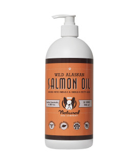 Natural Dog company Wild Alaskan Salmon Oil for Dogs (32 oz) Skin & coat Supplement for Dogs Dog Oil for food with Essential Fatty Acids Fish Oil Pump for Dogs Salmon Oil for Puppies Wild Fish Oil