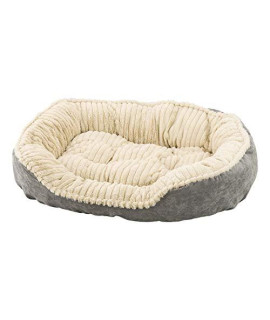 Sleep Zone Faux Suede carved Plush Lounger cuddler Napper Dog Bed - Fabric Bottom - 26X21 Inches grey Attractive Durable comfortable Washable. By Ethical Pets