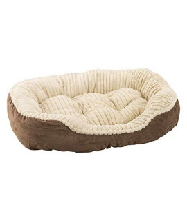 Sleep Zone Faux Suede carved Plush Lounger cuddler Napper Dog Bed - Fabric Bottom - 32X25 Inches chocolate Attractive Durable comfortable Washable. By Ethical Pets