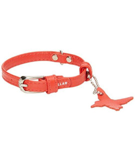 Collar Glamour Leather Dog Soft Padded Collar 11-Inch Red