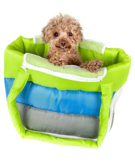 PET LIFE Bubble-Poly Tri-colored Winter Insulated Fashion Designer Pet Dog carrier One Size green Blue grey