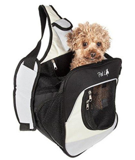 Single Strap Over-The-Shoulder Navigation Hands Free Backpack and Front pack Pet Carrier, Grey, White, Black, One Size