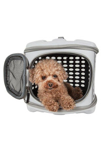 PET LIFE Circular Shelled Perforated Lightweight Collapsible Military Grade Travel Pet Dog Carrier, One Size, Light Grey