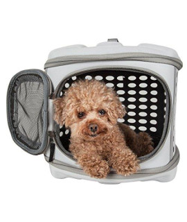 PET LIFE Circular Shelled Perforated Lightweight Collapsible Military Grade Travel Pet Dog Carrier, One Size, Light Grey