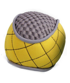 PET LIFE Bark-Active Neoprene Mesh Flotation Floating Waterproof Ball Fetch Pet Dog Toy, Yellow/Grey