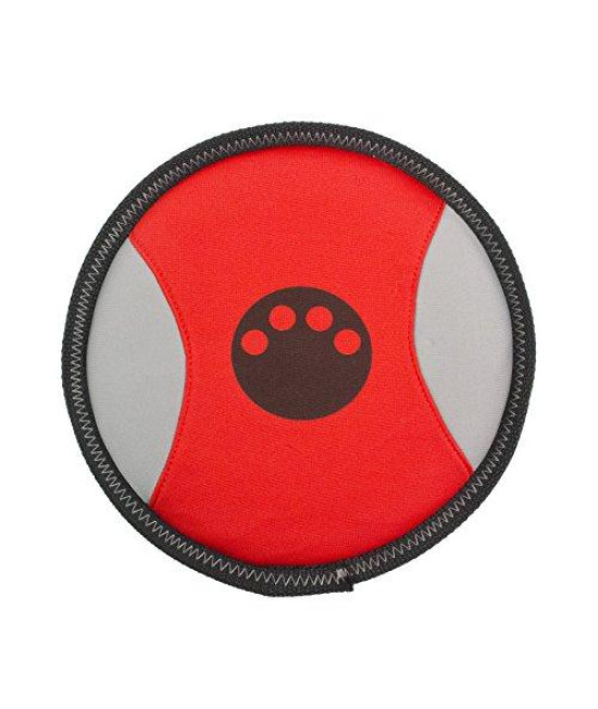 PET LIFE Fribee Toss Extreme Neoprene Floatation Floating Waterproof Frisbee Chew-Tough Durable Pet Dog Toy, Red/Black