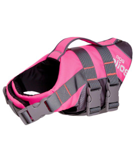 DOgHELIOS Splash-Explore Outdoor Performance 3M Reflective and Adjustable Buoyant Safety Floating Pet Dog Life Jacket Vest Harness, Medium, Pink