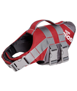 DOgHELIOS Splash-Explore Outdoor Performance 3M Reflective and Adjustable Buoyant Safety Floating Pet Dog Life Jacket Vest Harness, Medium, Red