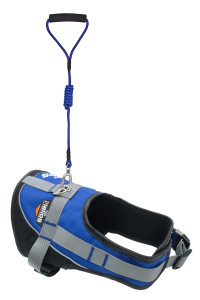DOgHELIOS Bark-Mudder Easy Tension 3M Reflective Endurance 2-in-1 Adjustable Pet Dog Leash and Harness, Large, Blue