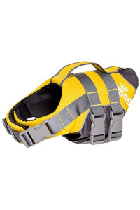 DOGHELIOS Splash-Explore Outdoor Performance 3M Reflective and Adjustable Buoyant Safety Floating Pet Dog Life Jacket Vest Harness, Medium, Yellow