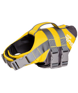 DOgHELIOS Splash-Explore Outdoor Performance 3M Reflective and Adjustable Buoyant Safety Floating Pet Dog Life Jacket Vest Harness, Large, Yellow