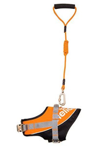 DOGHELIOS Bark-Mudder Easy Tension 3M Reflective Endurance 2-in-1 Adjustable Pet Dog Leash and Harness, Large, Orange