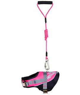 DOGHELIOS Bark-Mudder Easy Tension 3M Reflective Endurance 2-in-1 Adjustable Pet Dog Leash and Harness, Small, Pink
