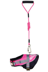 DOgHELIOS Bark-Mudder Easy Tension 3M Reflective Endurance 2-in-1 Adjustable Pet Dog Leash and Harness, Large, Pink