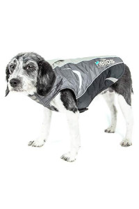 DOGHELIOS Altitude-Mountaineer Wrap-Velcro Protective Waterproof Pet Dog Coat Jacket w/ Blackshark Technology, Medium, Black, Grey