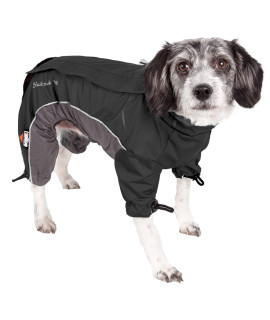 DOGHELIOS 'Blizzard' Full-Bodied Comfort-Fitted Adjustable and 3M Reflective Winter Insulated Pet Dog Coat Jacket w/ Blackshark Technology, Medium, Black