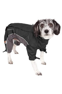 DOGHELIOS Blizzard Full-Bodied Comfort-Fitted Adjustable and 3M Reflective Winter Insulated Pet Dog Coat Jacket w/ Blackshark Technology, X-Large, Black