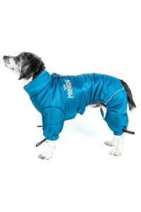 DOGHELIOS 'Thunder-Crackle' Full-Body Bodied Waded-Plush Adjustable and 3M Reflective Pet Dog Jacket Coat w/ Blackshark Technology, Small, Blue Wave