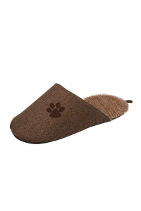 PET LIFE Slip-On Fashion Designer Polar Fleece Animated Slipper Pet Dog Bed House Shoes, One Size, Brown