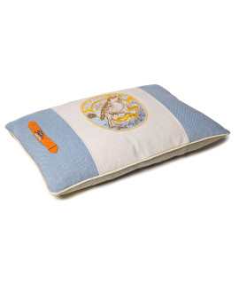 TOUcHDOg classical Denim Original Fade-Printed Insertable Reversible Pillow Pet Dog Bed Mat Large Denim Blue grey