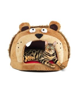 PET LIFE Roar Bear Snuggle Plush Polar Fleece Fashion Designer Pet Dog Bed House Lounge, One Size, Light Brown