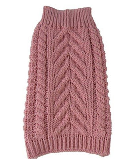 PET LIFE Swivel-Swirl Heavy Cable Knitted Fashion Designer Pet Dog Sweater, Medium, Pink