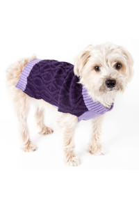 PET LIFE Oval Weaved Heavy cable Knitted Fashion Designer Pet Dog Sweater, Medium, Lavender and Dark Purple