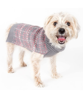 PET LIFE Vintage Symphony Static Fashion Designer Knitted Pet Dog Sweater, Small, grey, Pink and White