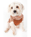 PET LIFE Royal Bark Heavy Cable Knitted Designer Fashion Pet Dog Sweater, Large, Light Brown, Tangerine and Grey