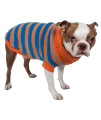 Pet Life A Striped Pet Sweater - Designer Heavy cable Knitted Dog Sweater with Turtle Neck - Winter Dog clothes Designed to Keep Warm