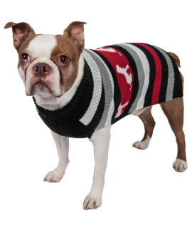 Pet Life Dog Patterned Fashion Striped Ribbed Turtle Neck Dog Sweater, MD