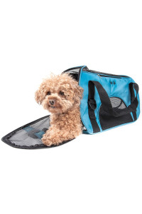 PET LIFE Altitude Force Airline Approved Sporty Zippered Folding Fashion Pet Dog carrier, Medium, Blue