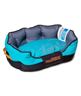 TOUcHDOg Performance-Max Sporty comfort cushioned Reflective Water-Resistant Fashion Pet Dog Bed Mat Medium Sky Blue Black