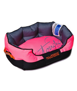 TOUcHDOg Performance-Max Sporty comfort cushioned Reflective Water-Resistant Fashion Pet Dog Bed Mat Large Pink Black