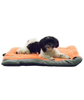 DOGHELIOS Combat-Terrain Cordura-Nyco Reversible Nylon and Polar Fleece Travel Camping Folding Pet Dog Bed Mat, X-Large, Orange, Grey