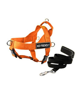Dean & Tyler DT Universal No Pull Dog Harness with Kid Friendly Patches and Puppy Leash Orange X-Large