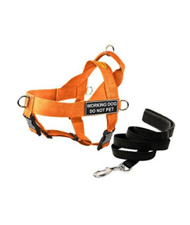 Dean & Tyler DT Universal No Pull Dog Harness with Working Dog Do Not Pet Patches and Leash Orange Large