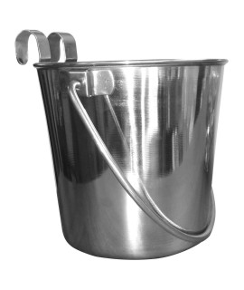 QT Dog Flat Sided Stainless Steel Bucket with Hooks, 1 Quart
